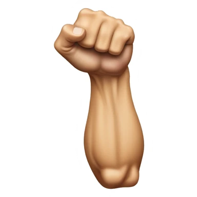 Create an image of a flexed biceps arm emoji mirrored horizontally. The arm should face the opposite direction compared to the standard flexed biceps emoji, making it appear as a reverse flex. sticker
