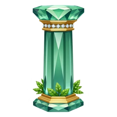 generate beautiful greek crystal pillar intricate front view more beautiful with greenery wrapping around the pillar make the pillar made of diamond sticker