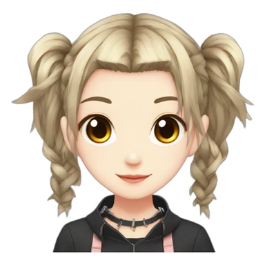 Young cute anime girl, twin tail hair, spiked choker sticker