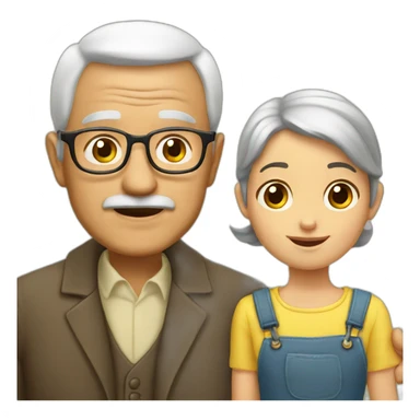 Abuelo con niña sticker