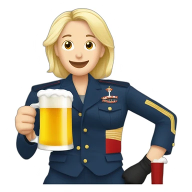 Marine lepen avec une bière sticker