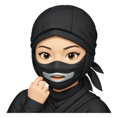 Female Ninja with mask covering mouth sticker