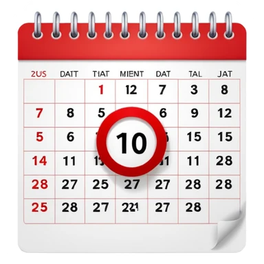 Wall calendar with red circled date sticker