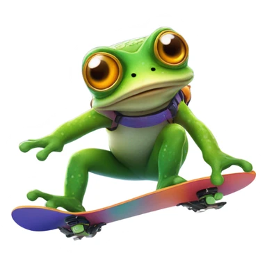 Snowboarding frog sticker
