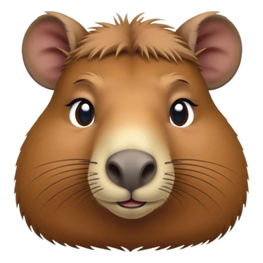 Cinematic Noble Capybara Portrait Emoji, Poised and serene, with a robust, rounded build and a characteristically broad, slightly flattened capybara face featuring a short snout and small, rounded ears, covered in soft, earthy fur with subtle natural texture and gentle, wise eyes; rendered in lifelike detail with natural light, high shine, intelligent and calm, styled with an air of understated authority, focused and attentive, soft glowing outline, capturing the essence of a watchful and confident capybara that appears ready to step out of the screen with effortless dignity! sticker