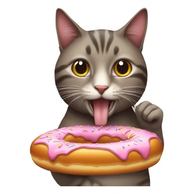 Cat eating a doughnut  sticker