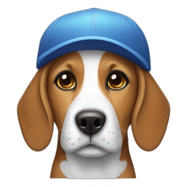 Beagle with a cap sticker