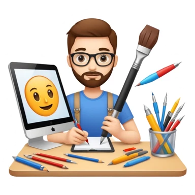 creative product designer with design tools sticker
