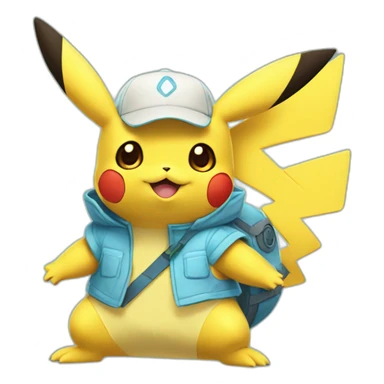 Pikachu in squirtle costume sticker