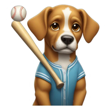 dog with baseball bat sticker