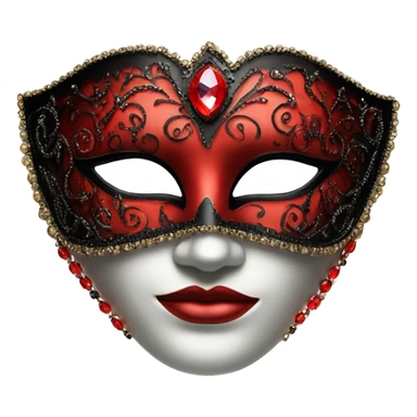 Masquerade mask red and black with red jewels sticker