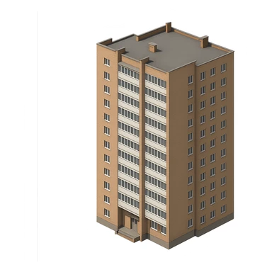 Изометрическая модель типового советского дома Серия II-67 , прозрачный фон sticker