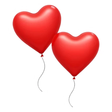 2 red heart-shaped balloons on a white background sticker