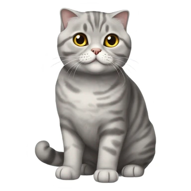Grey scottish fold cat full body smiling  sticker