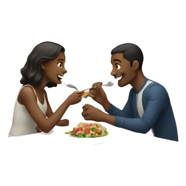 couple enjoying sitting at a table and eating a meal sticker