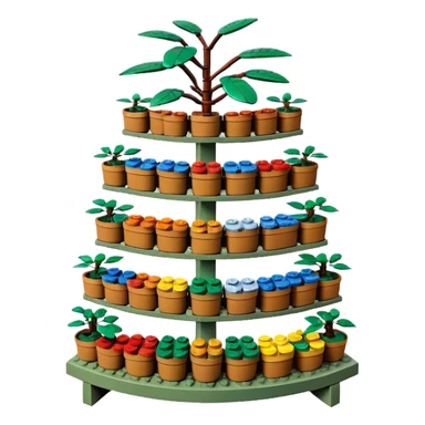 Large curved multi-tier Old Lego plant rack  sticker