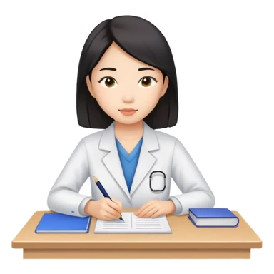 asian woman taking an exam sticker