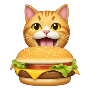 Cat eating a burger sticker