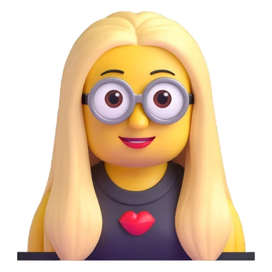 minion with long blonde hair and red lipstick sticker