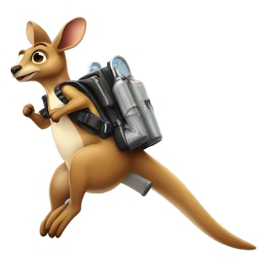 mean Kangaroo flying with jet pack sticker