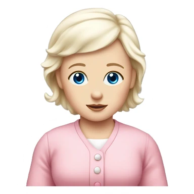 A blue-eyed baby next to a white mom in a pink outfit sticker