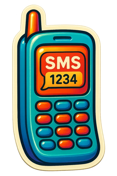 A retro phone with an SMS code, vintage design and bright colors sticker