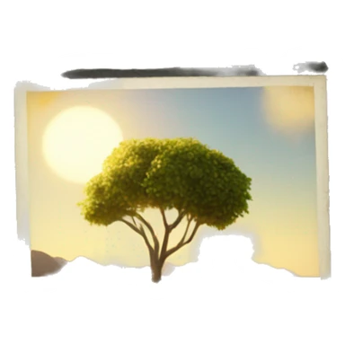 a simple polaroid film representing a sunny landscape, just the object itself sticker