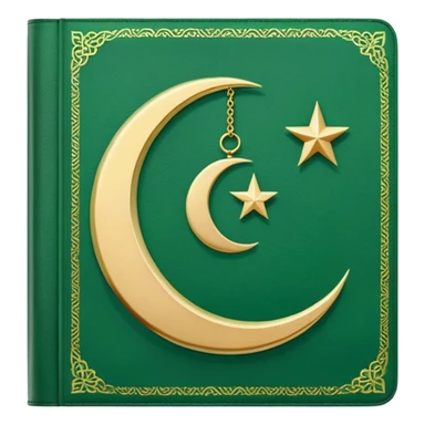 Closed Quran with the Islamic Symbol on it (moon and star) green from left to right sticker