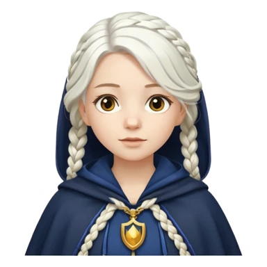 braid white hair girl, navy cloak sticker