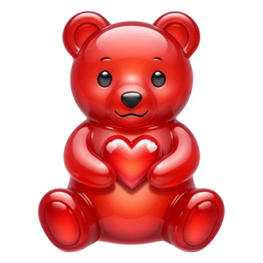 white jelly bear  heart red sticker