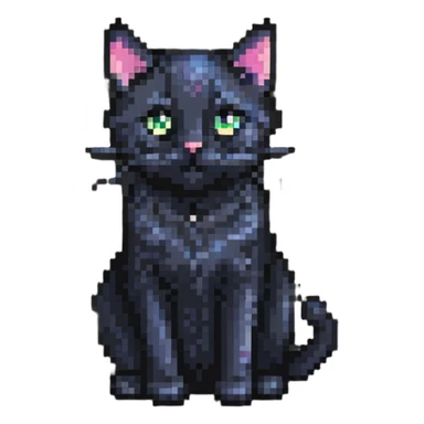 black cat sitting, simple and cute sticker