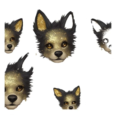 iridescent kintsugi fluffy zombie black brown gold dog fox head zombie skeleton gold mechanical nebula galaxy stars colorful flowers fairy lights vintage zombie sticker