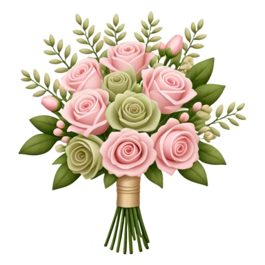 Light pink and khaki green bouquet with beautiful finish sticker