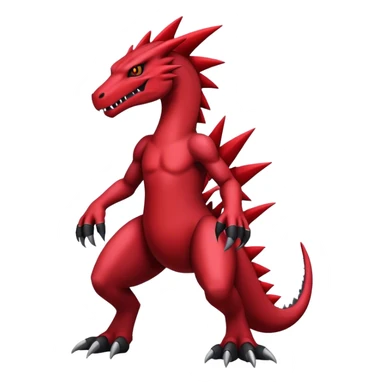 Badass cool edgy black and red salazzle-Guilmon-tyranitar-hybrid, full body sticker