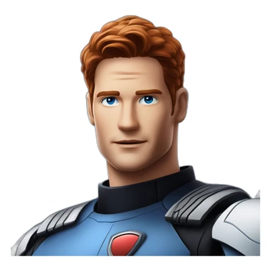 Ryan mcpartlin Space captain Blue eyes neat slicked back red hair handsome chiselled jaw sharp cheekbones sticker