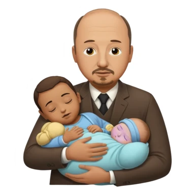 Rafael Benitez in his arms sleeping baby sticker