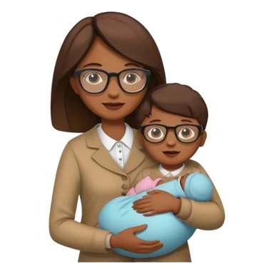 Brown lady with glasses holding a baby with a man standing next to her sticker