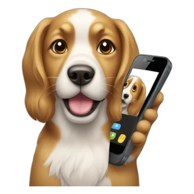 a dog with a phone sticker
