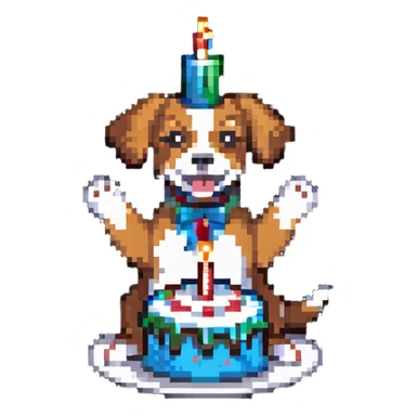 dog celebrating with cake sticker