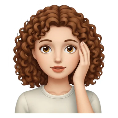 Female face palm with fair skin and brown curly hair  sticker