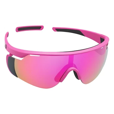 sporty pink shield visor sunglasses with aerodynamic shape, athletic design, wraparound one-piece lens sticker