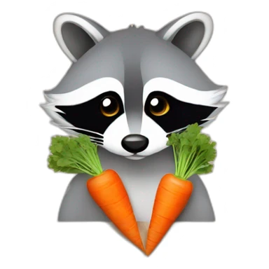 Raccoon writes carrots on paper sticker
