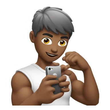 muscular boy with a smartphone taking a video of himself sticker