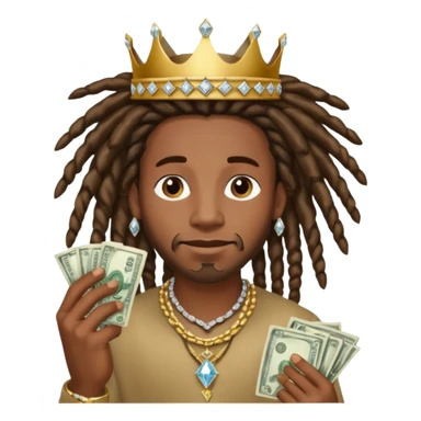 Black man dreads with crown diamond jewelry and money  sticker