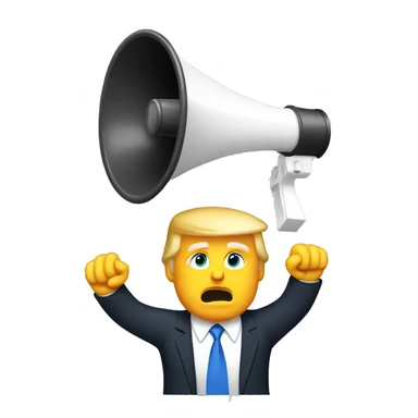 trump holds loudspeaker sticker