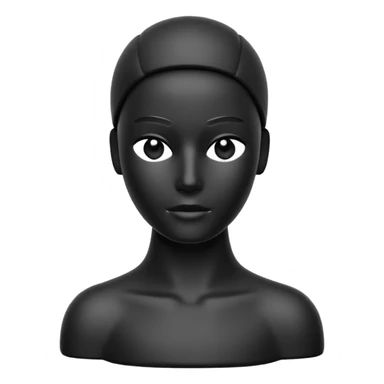 Minimalistic flat vector icon, iOS style, thin black contour on white background. Matte black mannequin in front of in 3D monochrome style. sticker