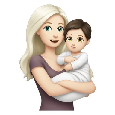 mom holding newborn baby girl with blue eyes white skin dark hair and white skin newborn white girl baby sticker