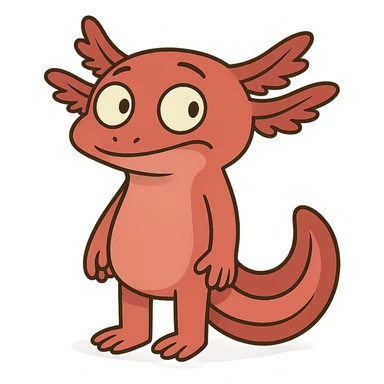 red axolotl, cartoon style sticker
