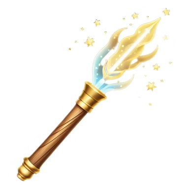 Wand – Wooden stick with glowing tip, sparkles of magic around it sticker