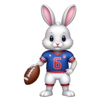 Easter bunny in red white and blue football uniform on with USA on front of uniform  sticker